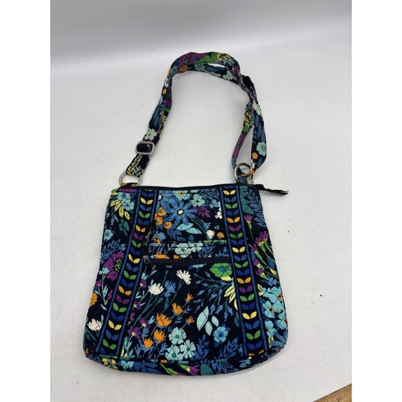 Vtg Vera Bradley Crossbody Hipster Midnight Blues Retired Floral Cotton Travel - Picture 1 of 8